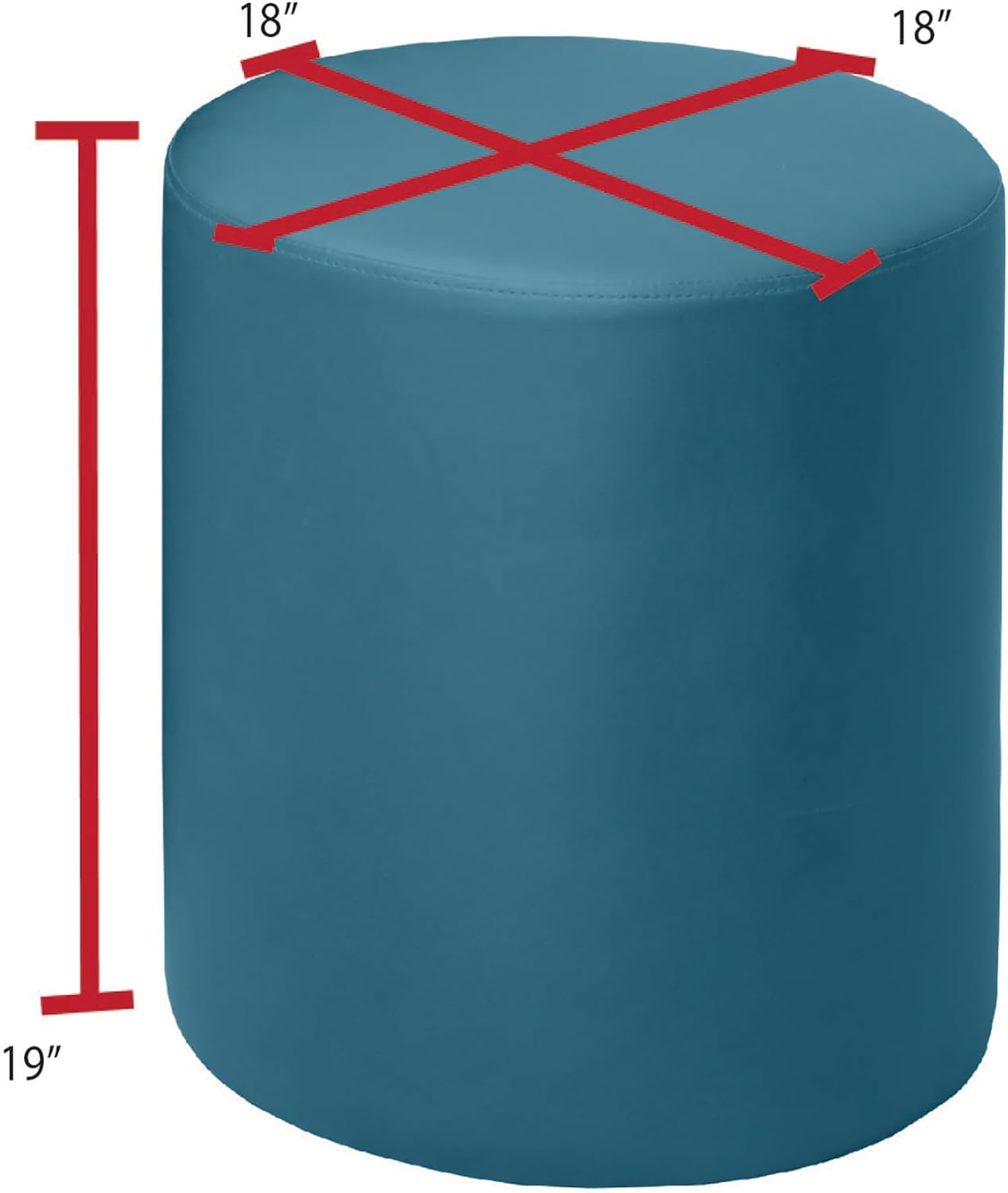 Logan Round Ottoman - 18" Peacock Teal, Modern Upholstered Pouf for Living Room, Bedroom, and Office - Stylish Accent Furniture, Soft Fabric Footstool, Multifunctional Ottoman Seat or Coffee Table