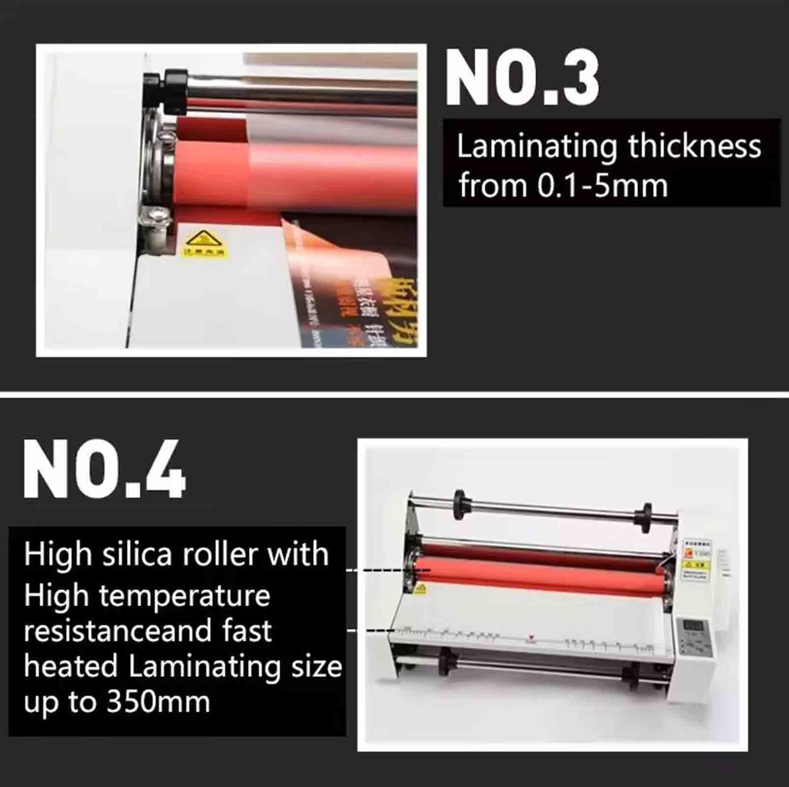 Plastificatrice a Caldo/Freddo da 350 mm, plastificatrice monofacciale/bifacciale, plastificatrice Termica per Ufficio e Scuola, plastificazione a Caldo e a Freddo.,
