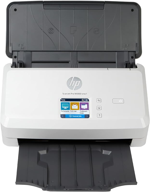 ScanJet Pro N4000 snw1, Fast 2‑Sided Scanner with Auto Document Feeder, Best for Small Business (6FW08A)