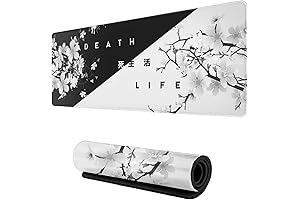 31.5 Inch Black and White Cherry Blossom Extended Mouse Pad