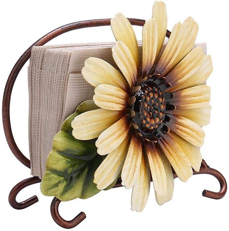 Tissue Houlder, Sunflower Summer Floral Napkin Holder Vintage Napkin Rack Holder for Kitchen Countertop, Dining, Picnic Table, Indoor & Outdoor Supplies