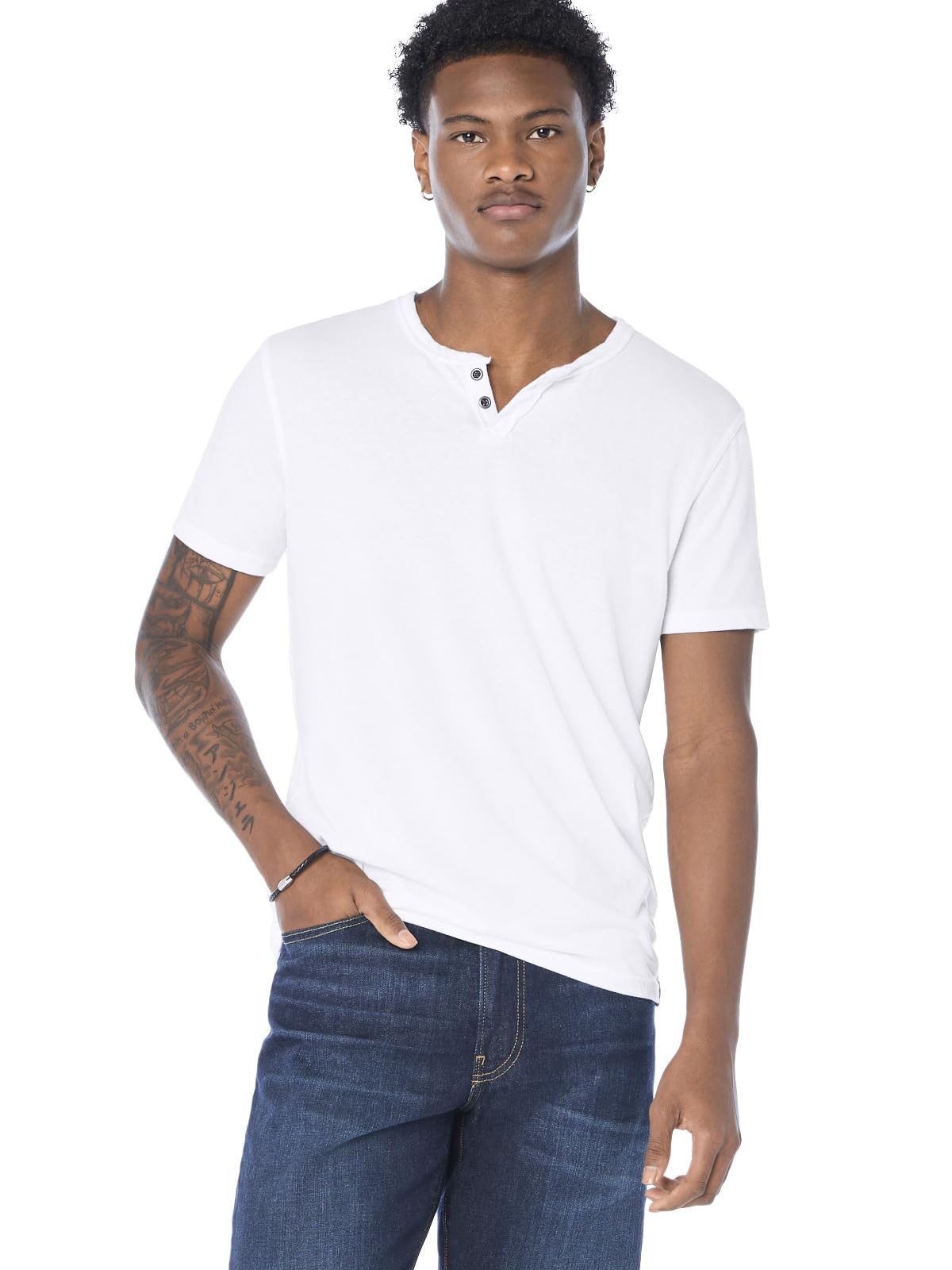 Lucky BrandMens Venice Burnout Notch Neck Tee Shirt