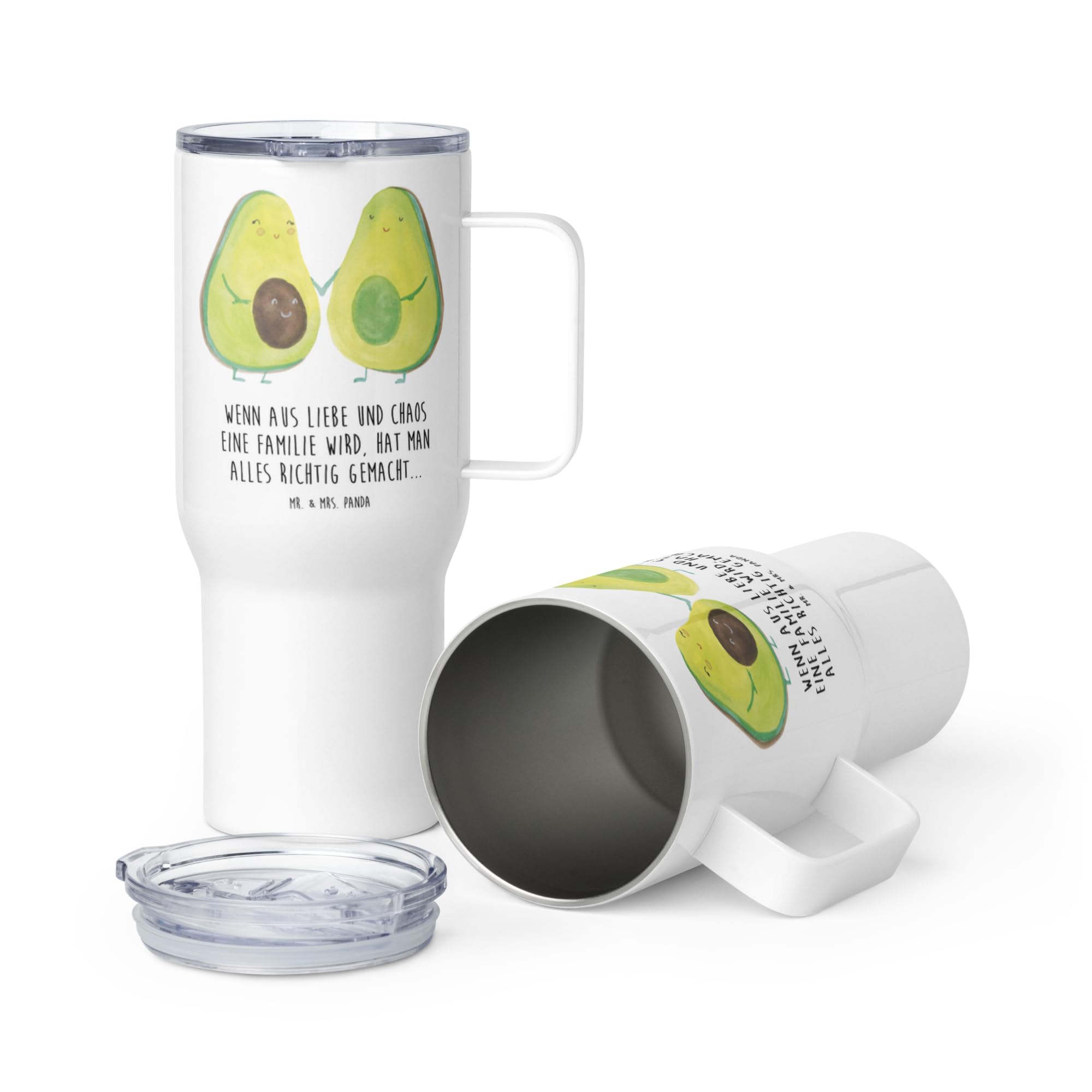 Mr. & Mrs. Panda Thermobecher Avocado Pärchen - Geschenk, Familie, thermosbecher, Avocados, Großer, Teetasse, Kinder, Liebe, Kaffee-Thermobecher, Kaffee-to-go-Becher