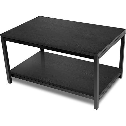 YSSOA Storage Shelf for Living Room and Office, Easy Assembly, Black (Home Coffee Table), 31x20x16 inch