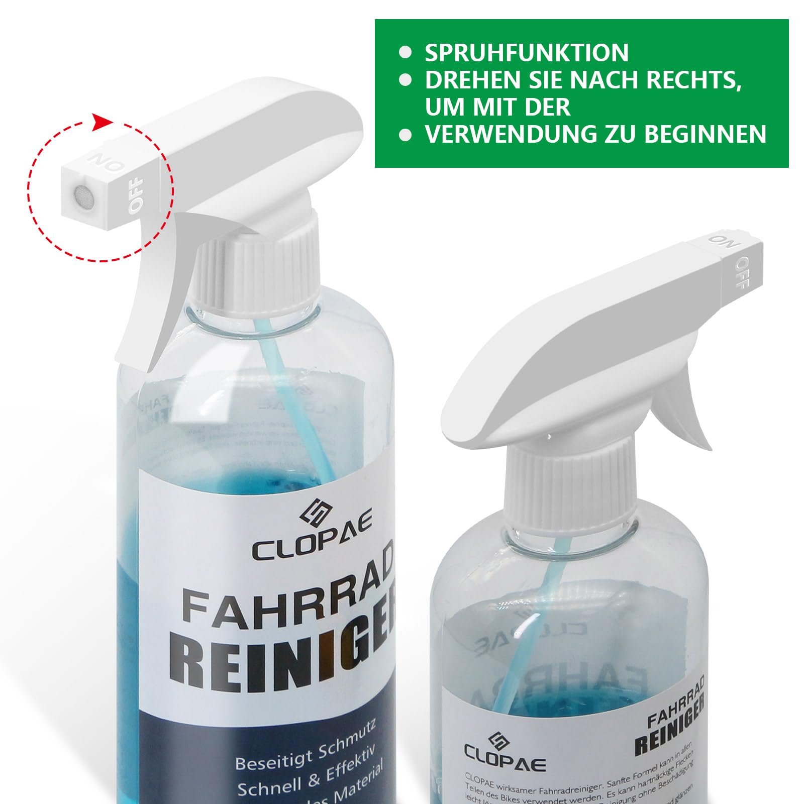 CLOPAE Zestaw do czyszczenia roweru, 7 w 1, zestaw do czyszczenia łańcucha rowerowego, 500 ml pojemności, z wszechstronnymi szczotkami do wszystkich rowerów