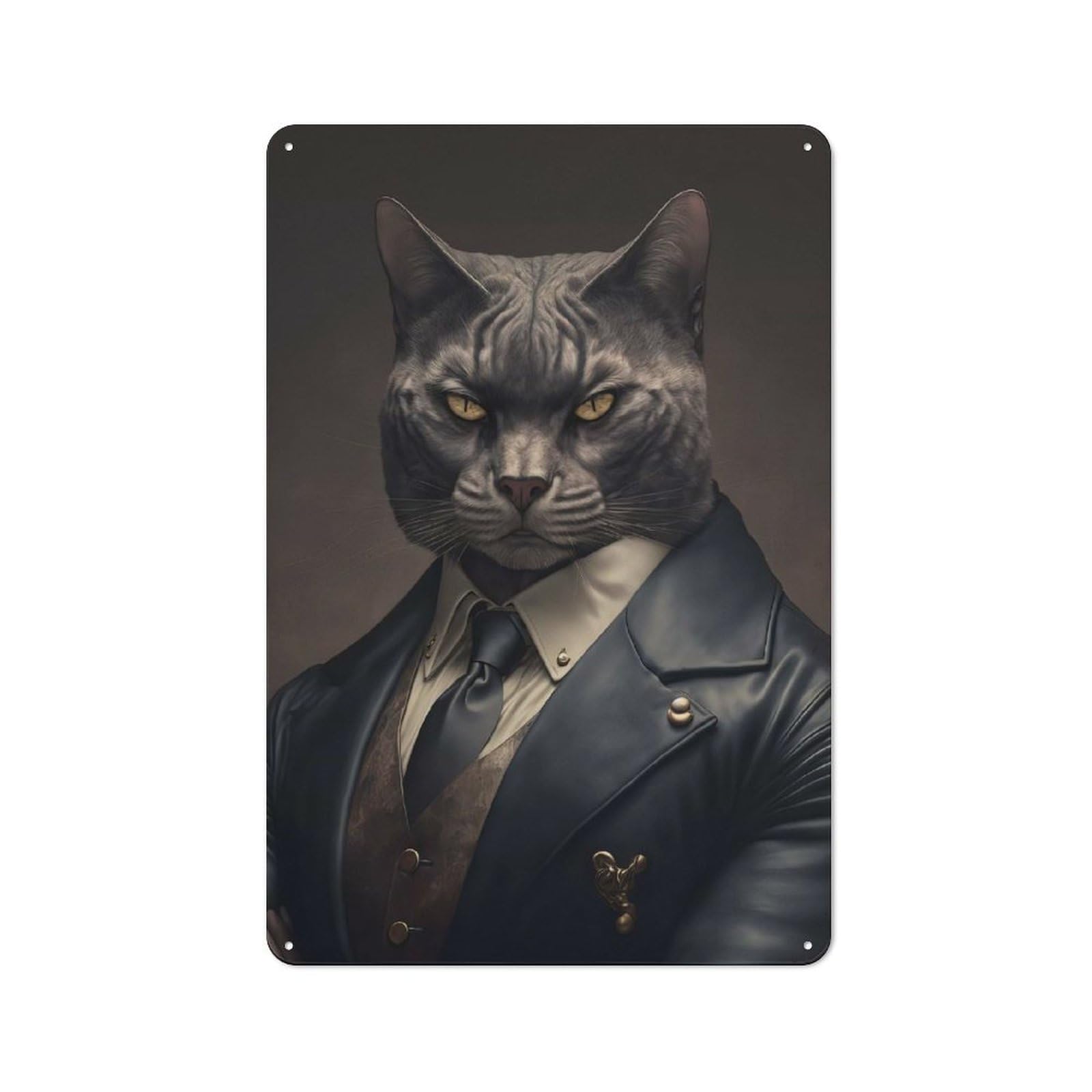 Junmoney Style-17 Tin Wall Plaque 30X20cm With Don Kitty For Café Or Restaurant, Housewarming Present For People Styling Café And Restaurant