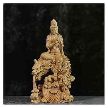 Amazon｜仏像 Guanyin 15。8cm中国のボックスウッドグアン陰菩薩