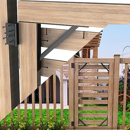 Image of JUBEST Heavy Duty Gate Bracket Kit for Wood Fence Gates, Black
