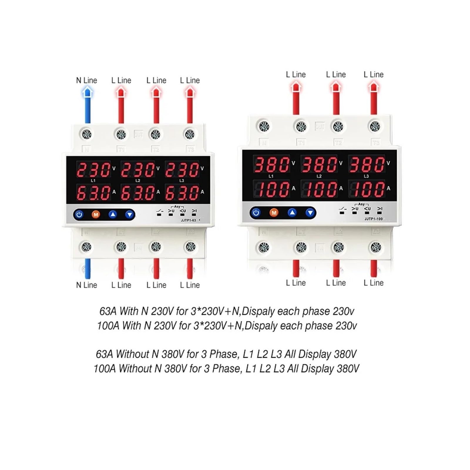 3 relè di tensione e corrente trifase 1 pz(63A With N 3X230V)