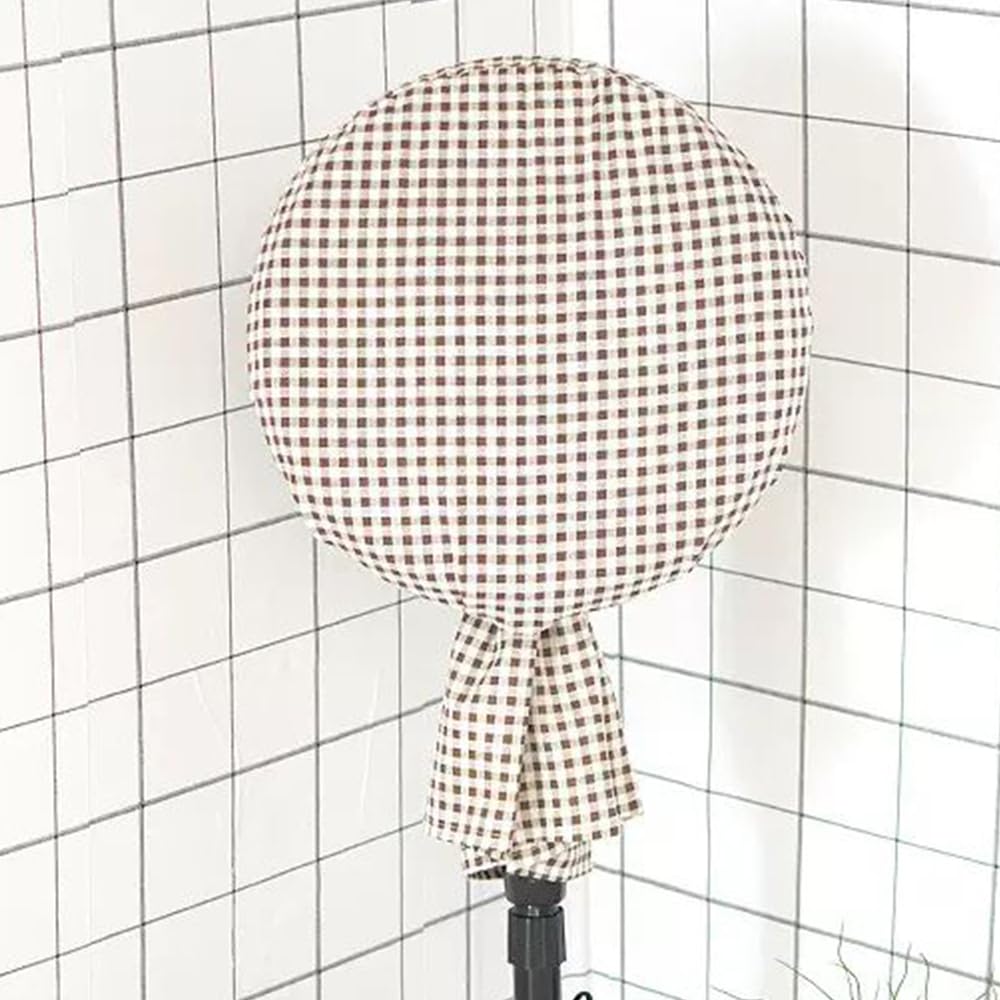ONECHANCE 18-20 inch Fan Dust Cover Standing Fan Cover Heavy Duty Fabric Washable Fan Cover Dustproof Protective Cover for Pedestal Stand Fan Floor Fan Color Checkered Brown