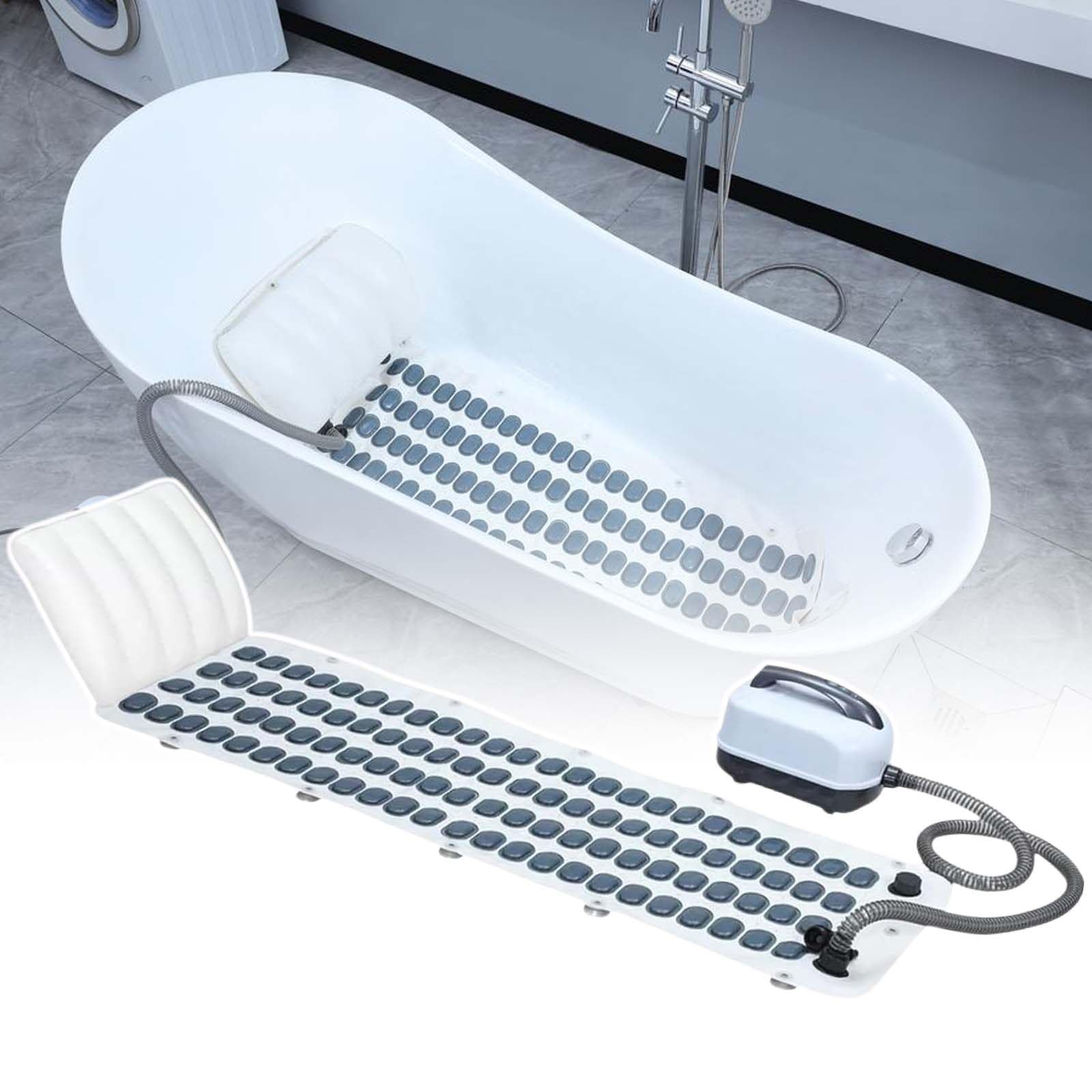 Elektrische Whirlpool-Badematte Mit 6-Stufiger Massagefunktion, Mit Aufblasbarem Kissen, Passend FüR Verschiedene BadewannengrößEn,124cm