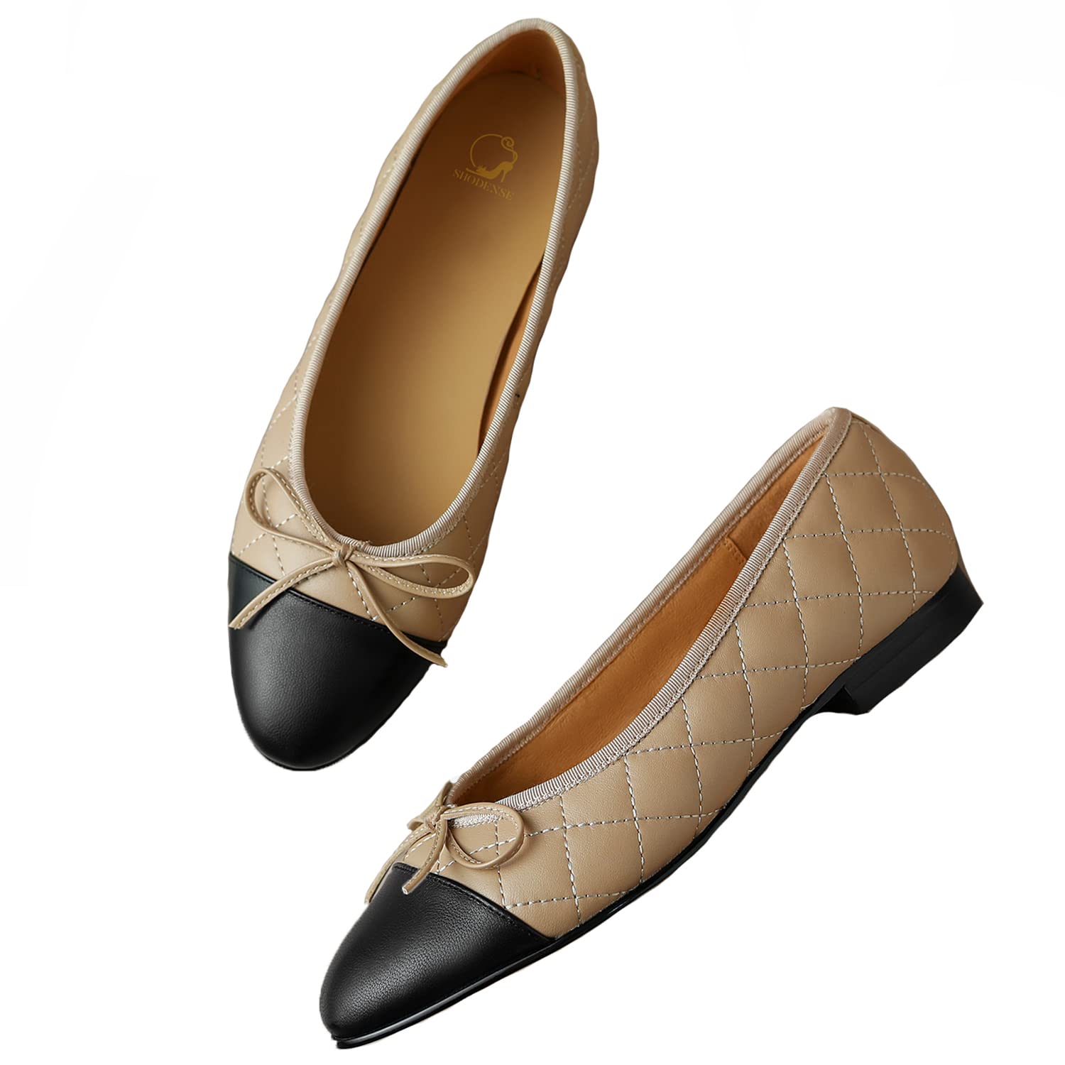 Qibusleen Closed Round Toe Flats For Women Knit Ballet Flats