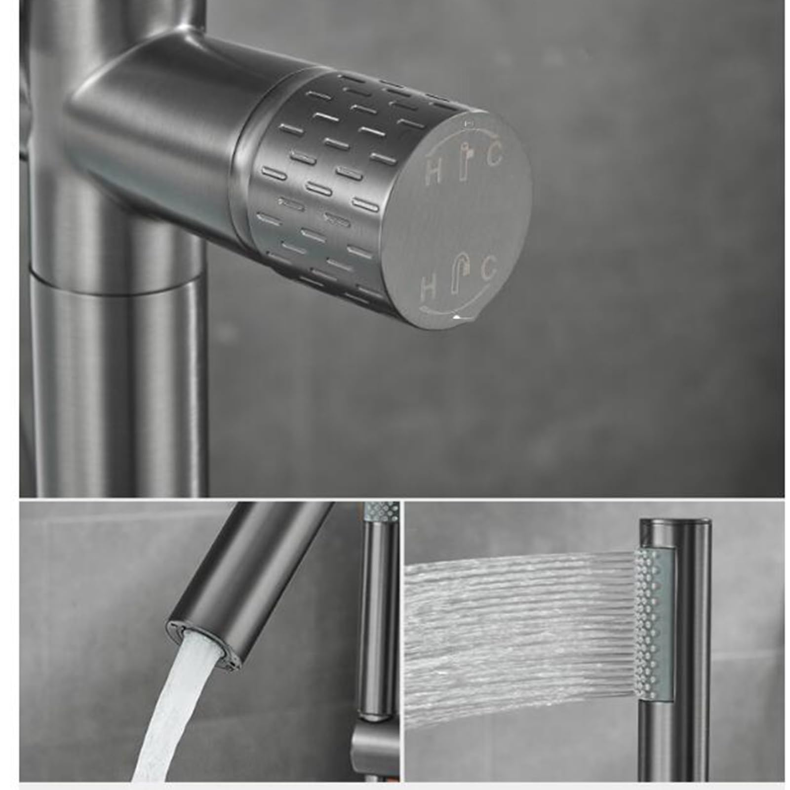 Rubinetto per Vasca da Bagno Indipendente con doccetta, Rubinetto da Bagno in Ottone Acqua Calda e Fredda Miscelatore monocomando Rubinetto da Bagno per Vasca da Bagno Indipendente, Nero