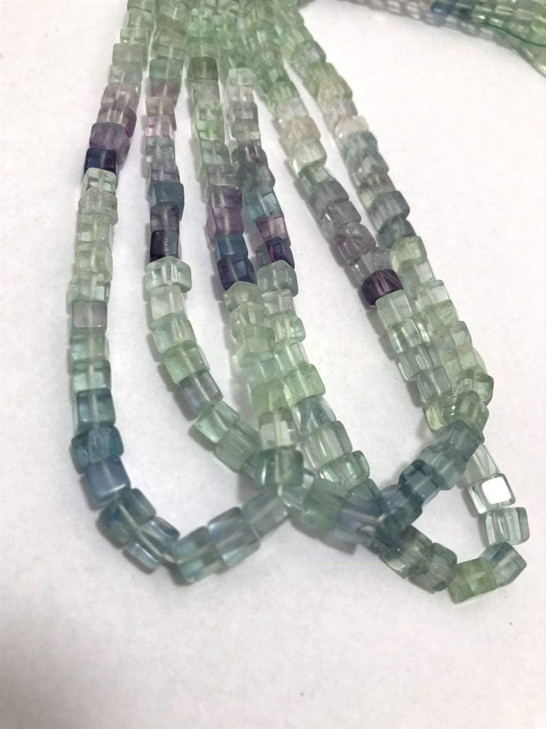 4-5 mm Multi fluorite Plain Box Gemstone Beads Strand Sale/Multi Fluorite Beads/Semi Precious Stone Bead/Multi Fluorite Cube Strand