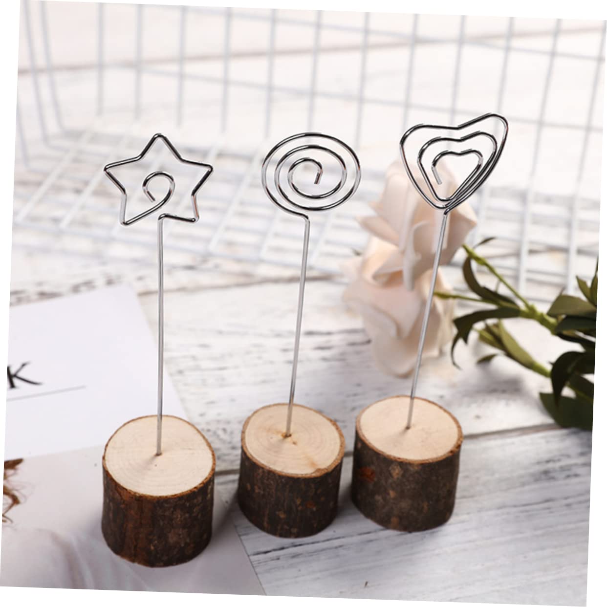 60piezas Porta Notas De Madera Para Bodas Clips De Madera Adornos De Escritorio Porta Números De Mesa Suministros Para Bodas
