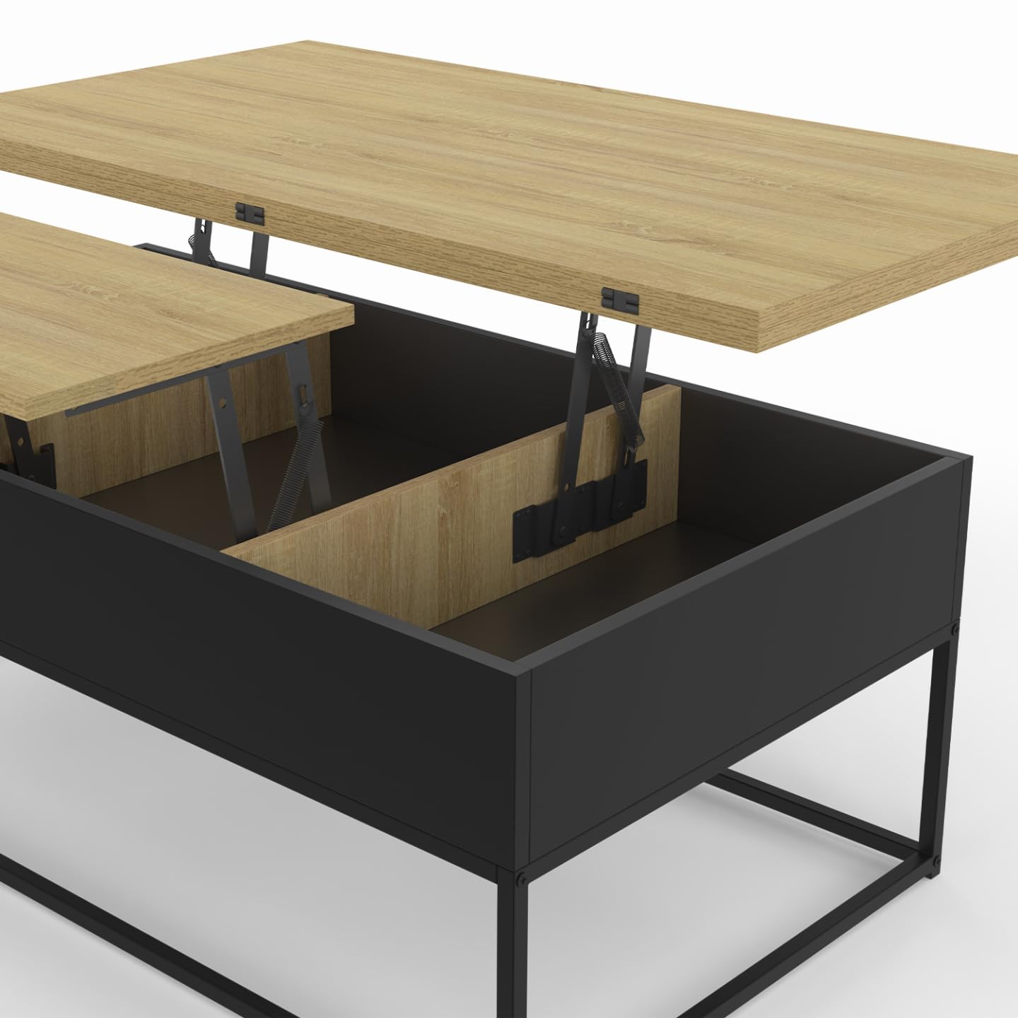 IDMarket - Mesa baja con bandeja elevable rectangular convertible en mesa de comedor Boston 100 cm diseño industrial