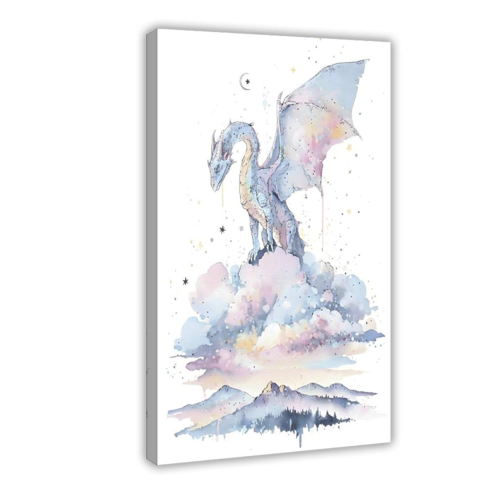 MRYCQ Pastel Dragon Poster Canvas Poster for Dorm Room Decor Gift