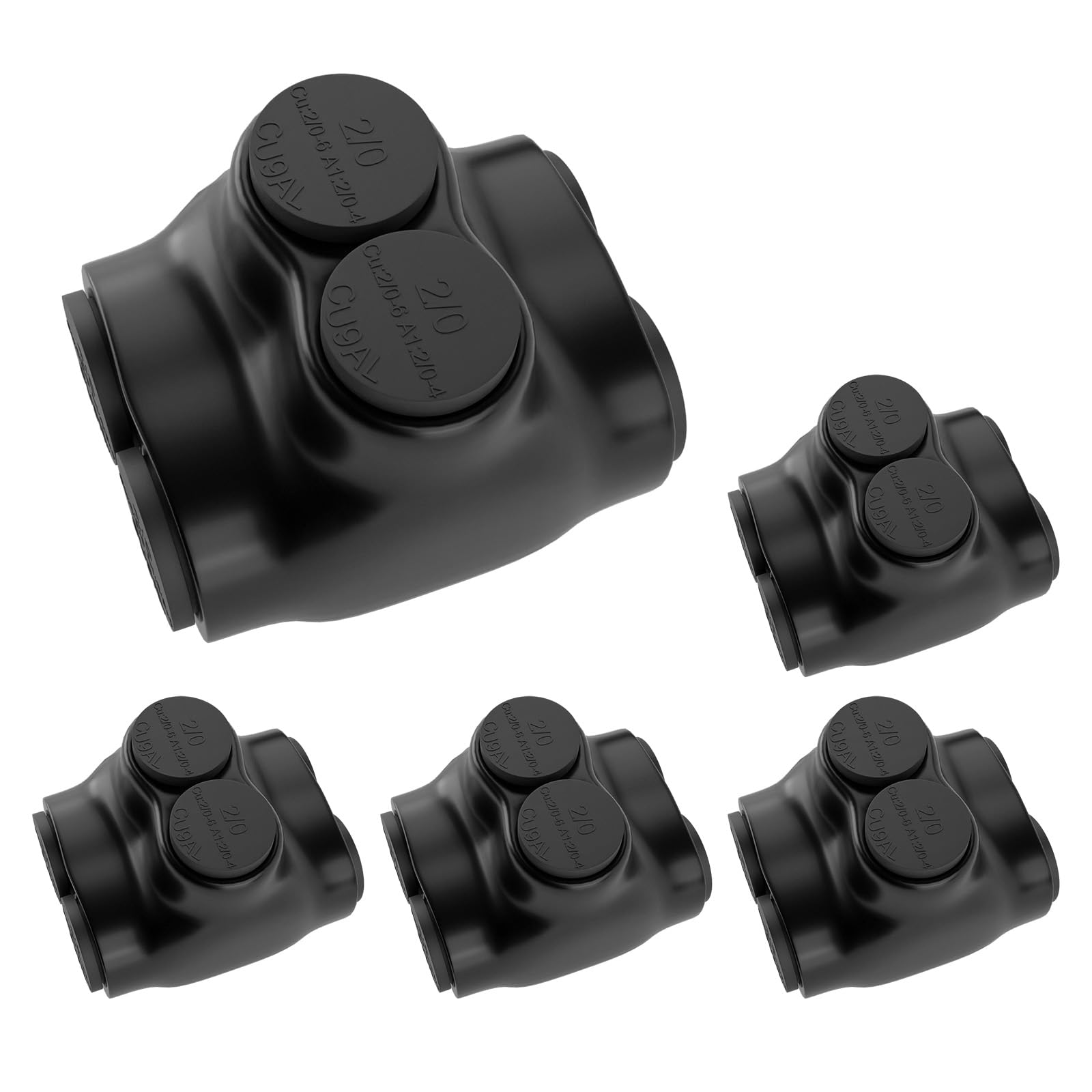 BRILLTECH 5 Pcs - Insulated Wire Connectors, Multi Tap Dual Entry, Electrical Power, 2 Port Wire (2/0-6AWG Wire Range, 3/16
