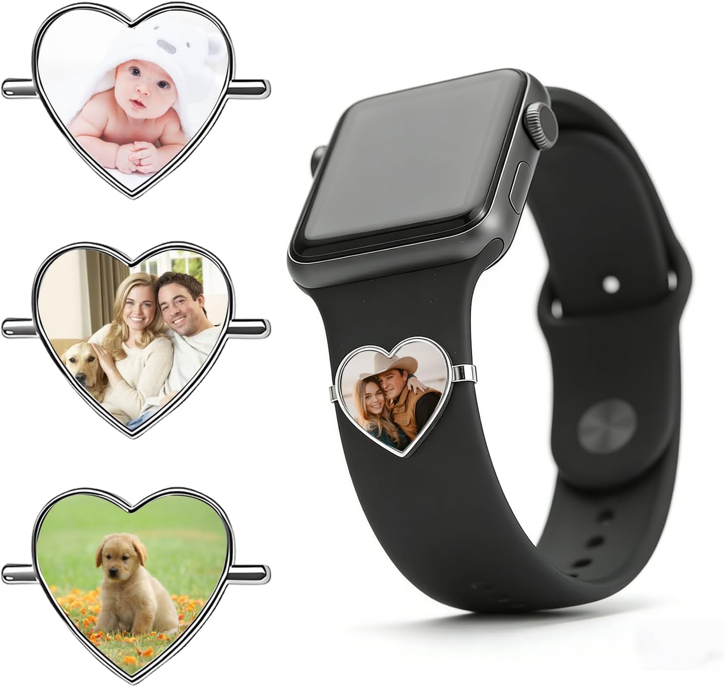 WBW Personalised Watch Charms for Watch Strap - Custom Photo Smartwatch Charms Watch Accessories Birthday, Anniversary, Valentine's Day Gift for Women, Men, Couples