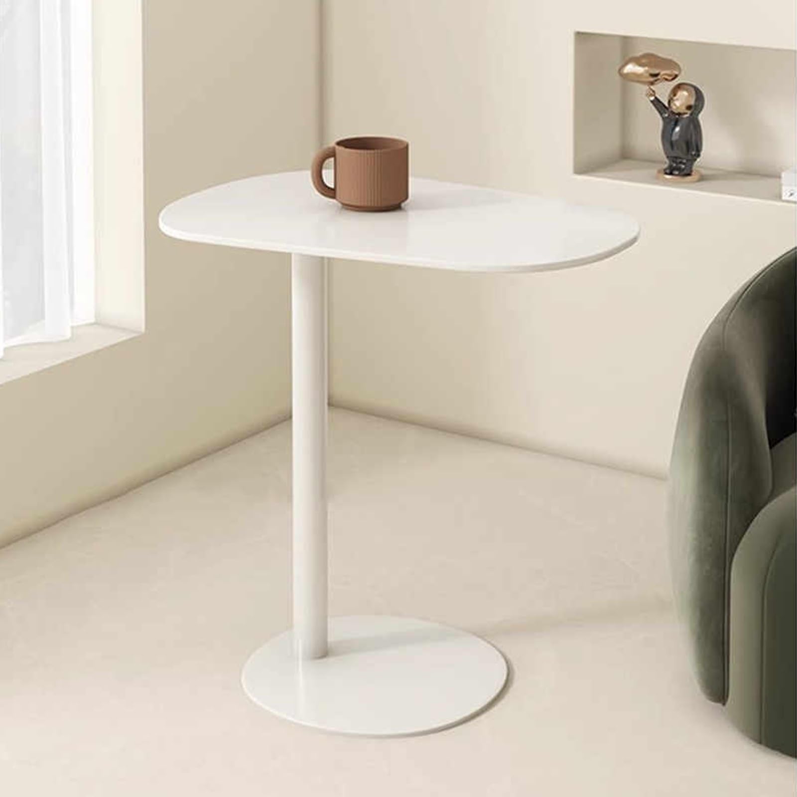 Table de bureau blanche et table basse compacte pour ordinateur portable et espace réduit