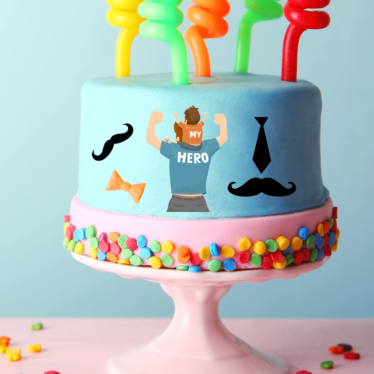 Doumeny 6 moldes para fondant del Día del Padre, I Love Dad, bigote, corbata, lazo, barba, chocolate, dulces, galletas para decoración de cumpleaños