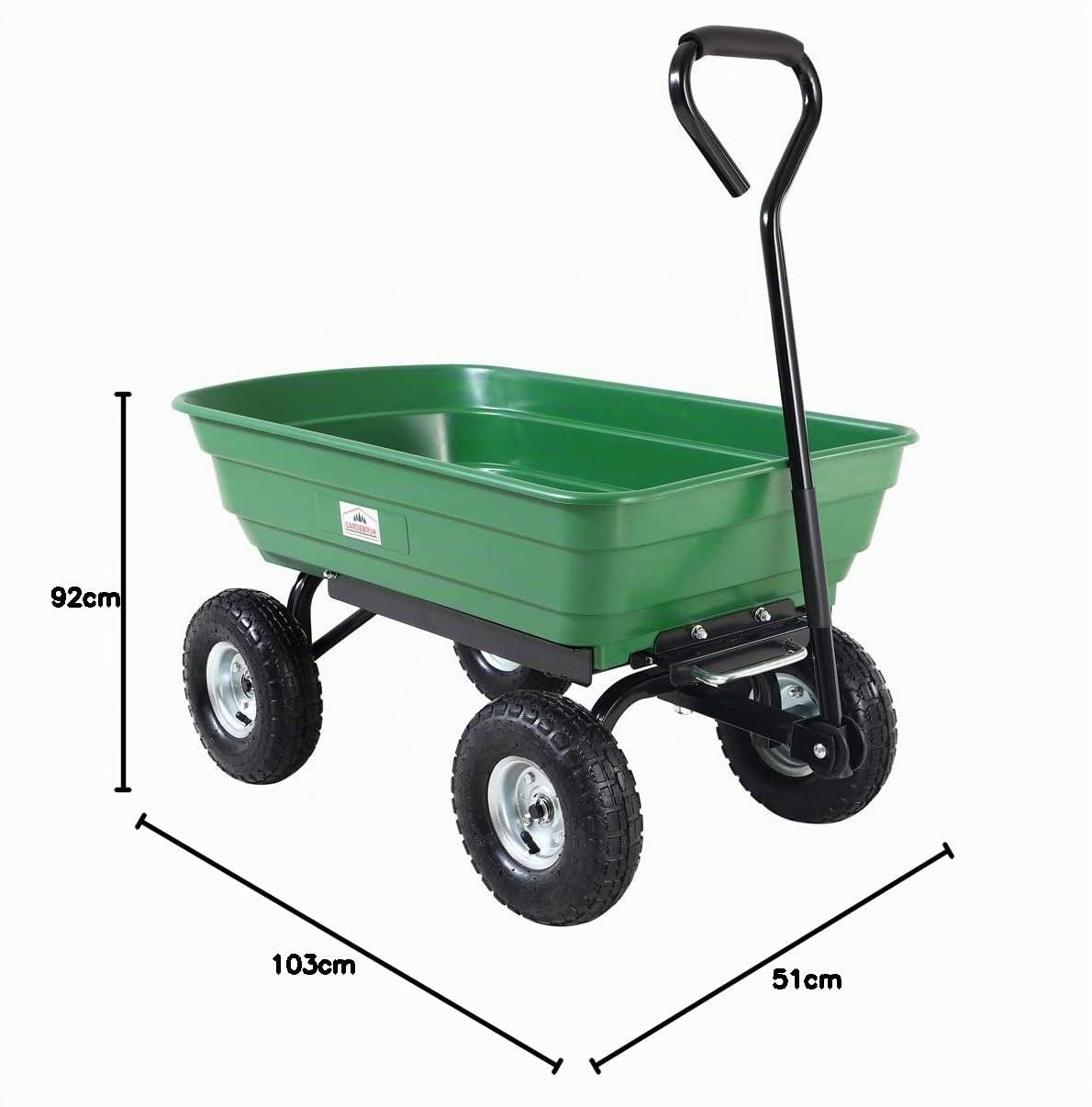 GARDEBRUK® Carrello da Giardino Max. 300kg Cassone Ribaltabile Funzione Inclinazione Cariola Giardinaggio
