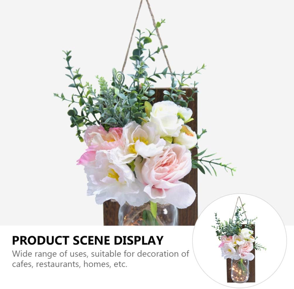 Uonlytech 1pc Vintage Glass Bottle Wall Lamp Decorative Wall Hanging Light for Living Room Bedroom Cafe Office Unique Simulation Flower Design No Battery Included