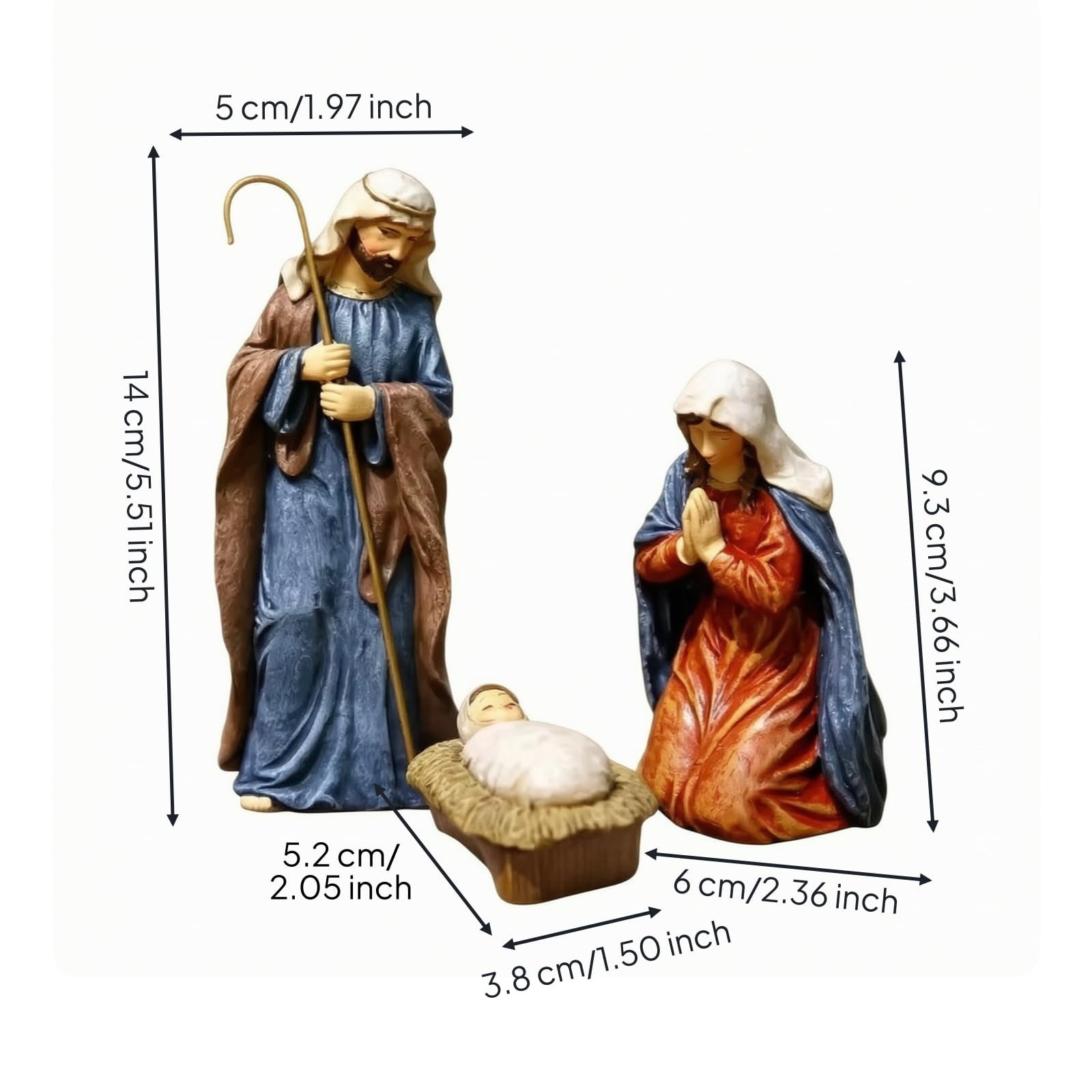 MagiDeal Statuina Natività Dipinto a Mano | Vestiti Scolpiti a Strati, Statuina Natalizia da Tavolo, Decorazione, per Caminetto, Scrivania, Collezionisti