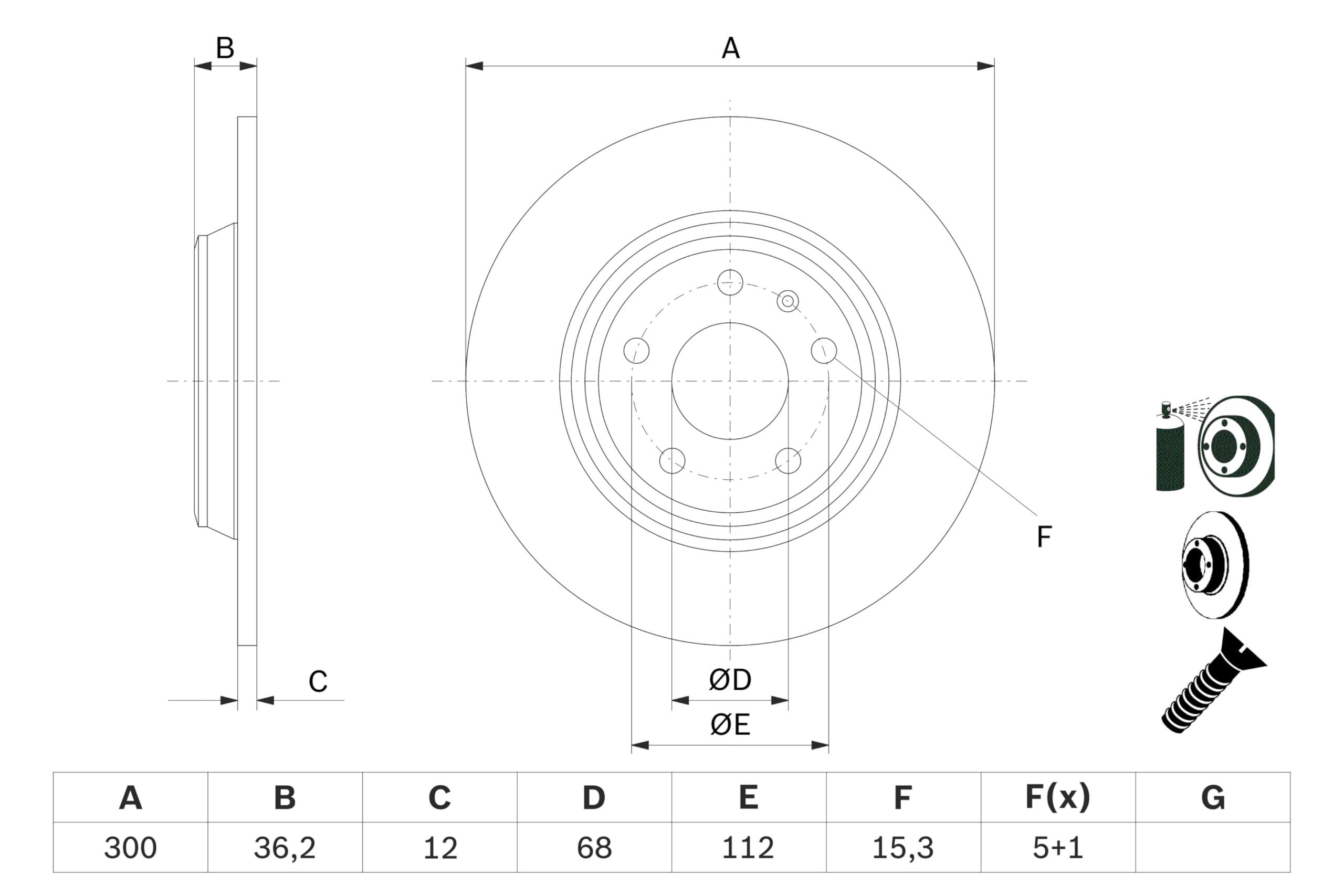 BOSCH Set Dischi Freno BD1249 - Dischi Freno Ventilati di Ghisa di 299.8 mm - Asse Posteriore - Conformi al regolamento ECE-R90 - Ottimizzati per Ridurre Rumore, Calore e Corrosione - 2 Dischi
