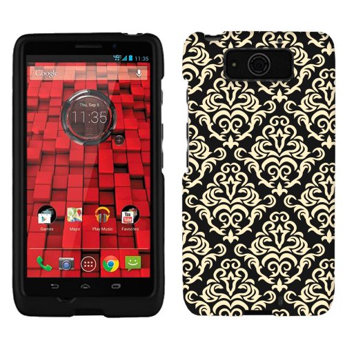 Motorola Droid Ultra Maxx Beautiful Vintage Pattern on Black Phone Case Cover