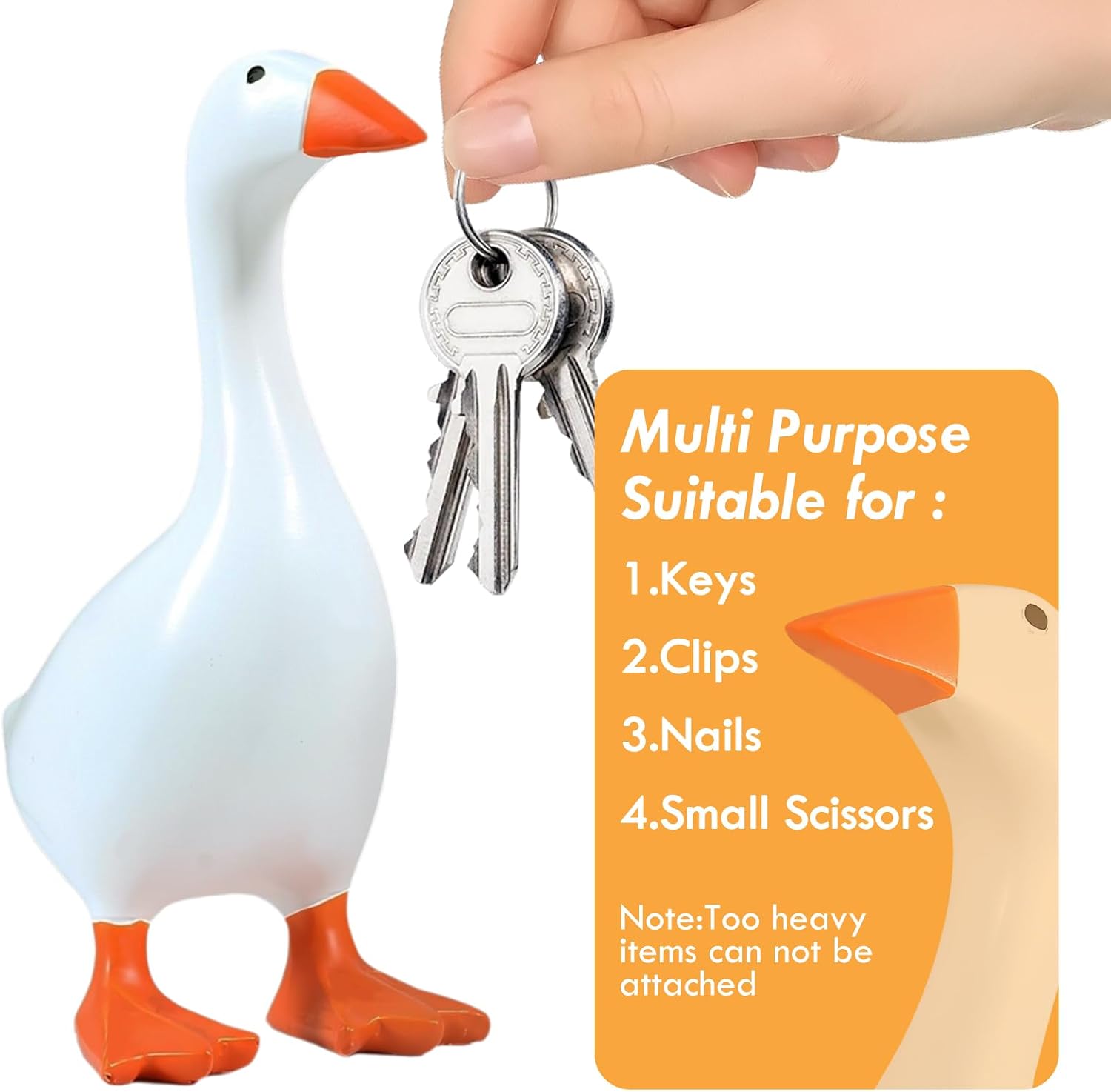 Vaveren 2PCS Goose Key Holders, Resin Goose Statue for Key Hanger, Duck Tool Figurines, Funny Keychain Hanging Rack Bedroom Decor for Home Office Table Decor, Housewarming Gifts