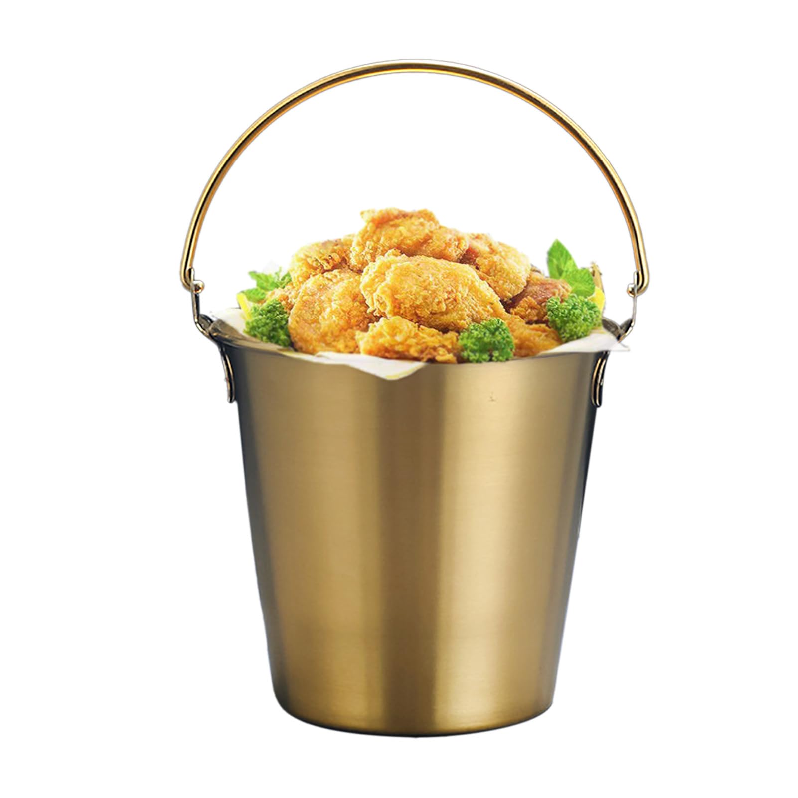 Cubo de hielo de acero inoxidable, enfriador de vino, cubos de champán, cubeta para bebidas con asas para cócteles, bares, fiestas al aire libre (dorado)