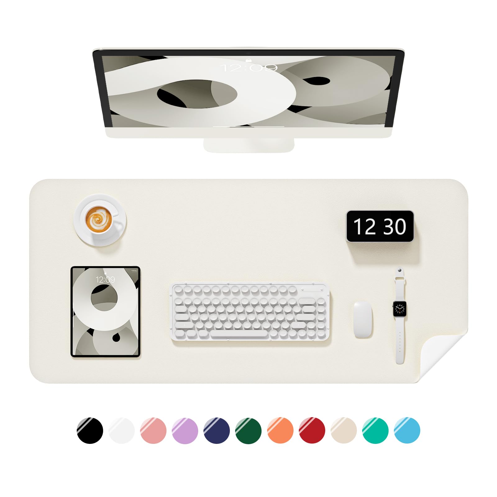 Niniubye Desk Pad, 35.5" x 17" PU Leather Non-Slip Desk Mat Large Mouse Pad for Desktop, Waterproof Laptop Computer Writing Mat for Office, Home, Work