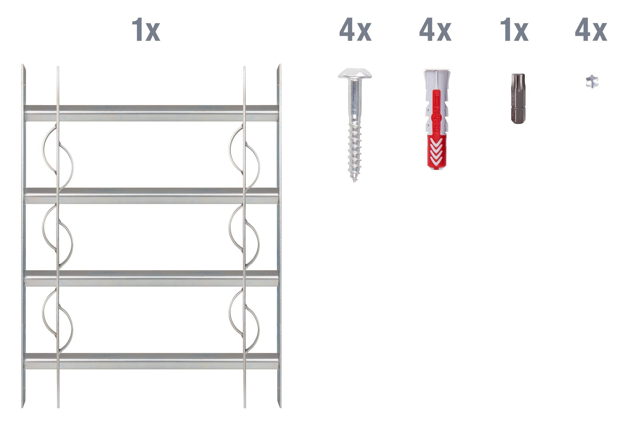 Alberts 563646 Grille de fenêtre de style Secorino | coulissante, pour les fenêtres extérieures | grille de protection anti-effraction | galvanisée, en bleu | 600 x 500-650 mm