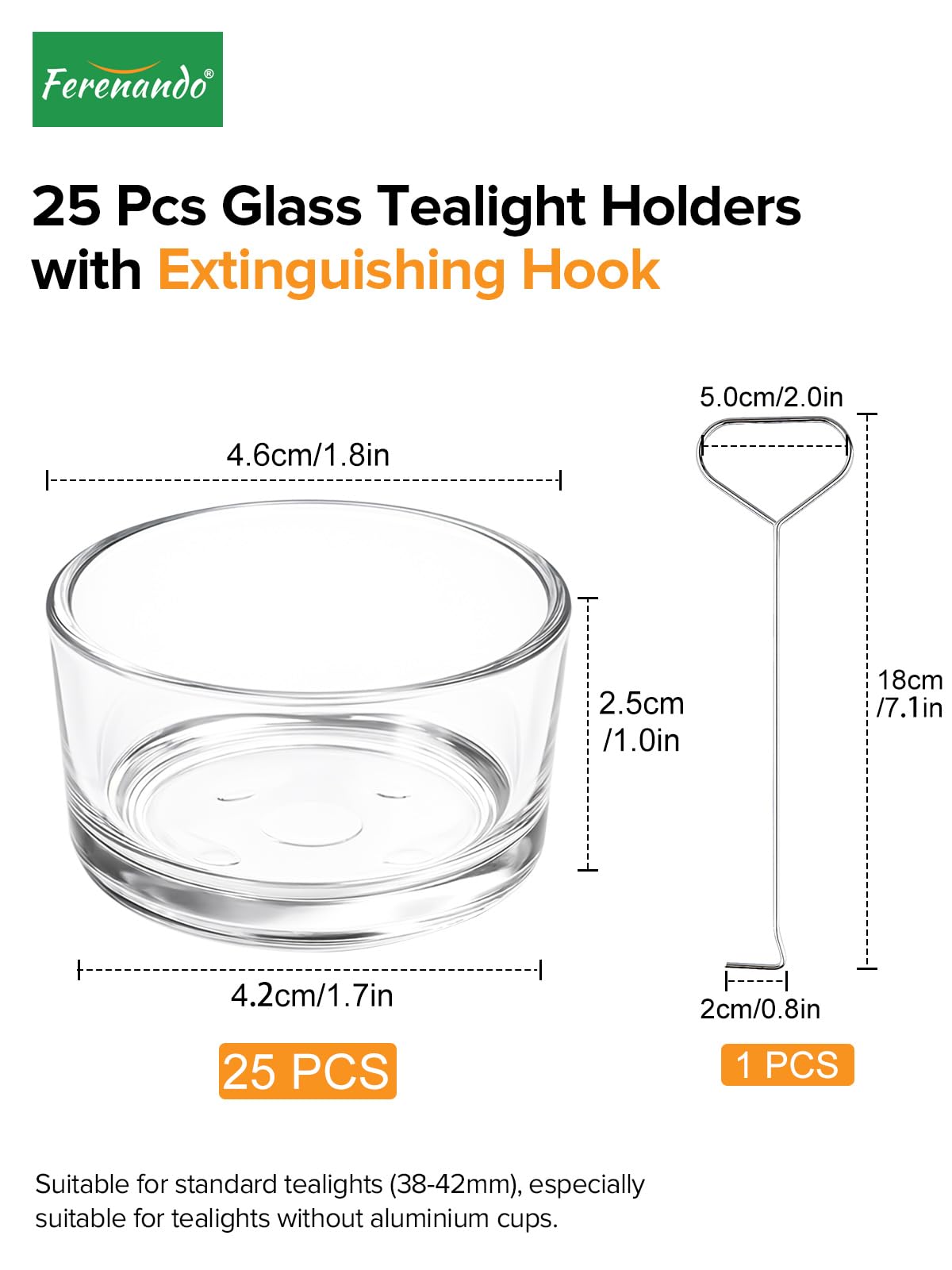 Lot de 25 Photophore Verre Transparent avec Éteignoir, Ø4,5 x H2,5 cm Mini Porte Bougeoir, Bougeoir en Verre pour Mariages, Fête, Saint-Valentin, Maison, Décoration Centre de Table