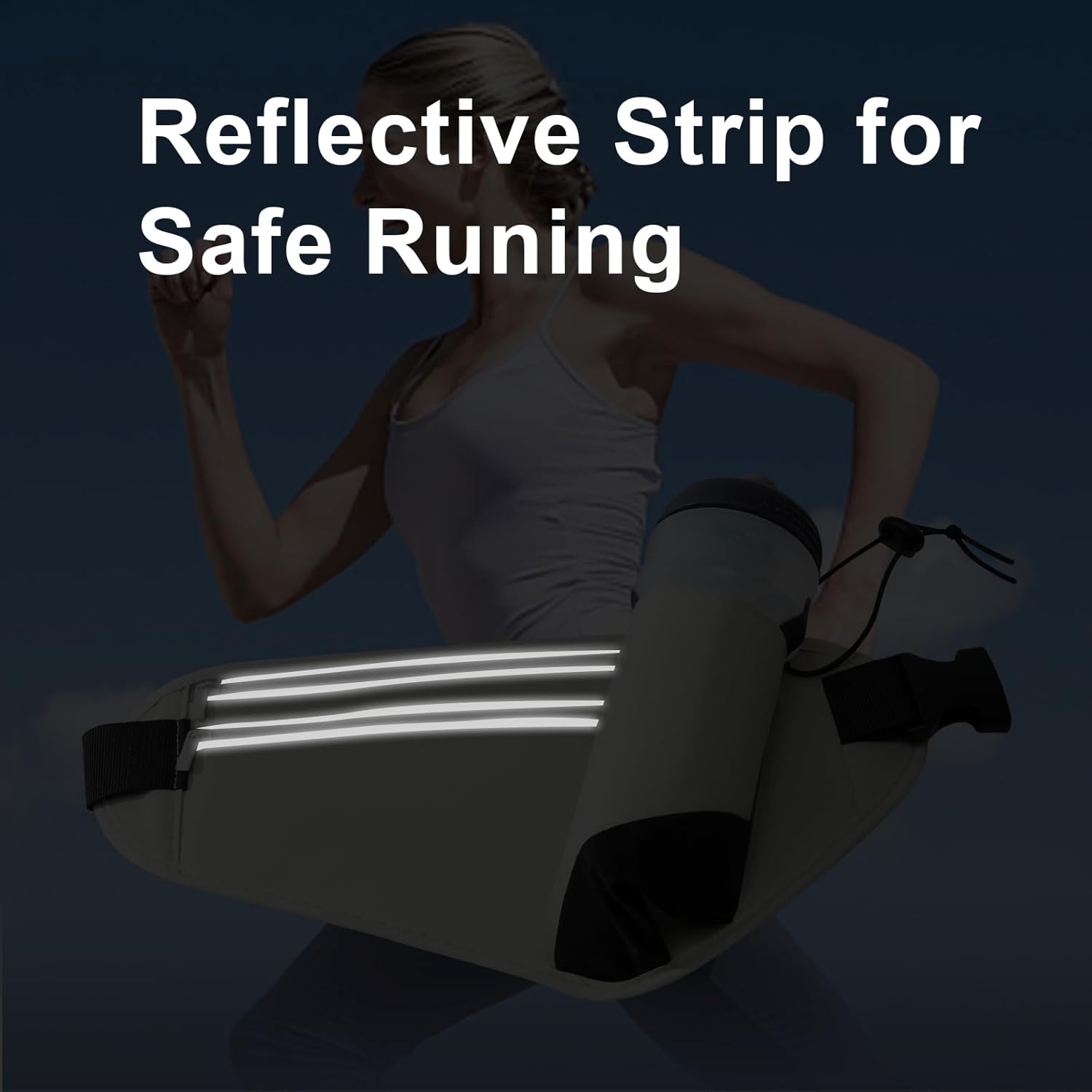 Slim Running Belt for Women Men,Runners Fanny Pack Phone Holder,Money Belt,Running Gear Accessories,with 3 Pockets (Jet Gray) - Image 3