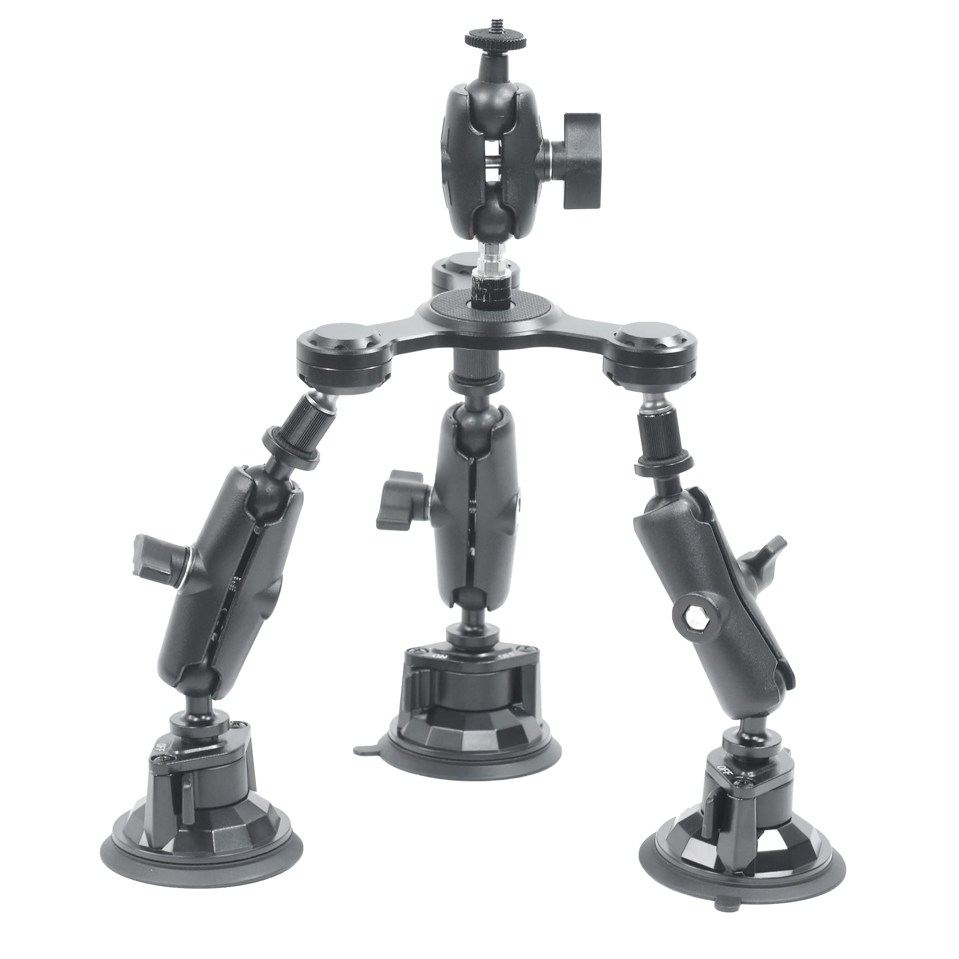 Fotoleey Car Camera Mount for Insta360 X3— Triple Suction Cup Mount for Action Camera and Digital Camera