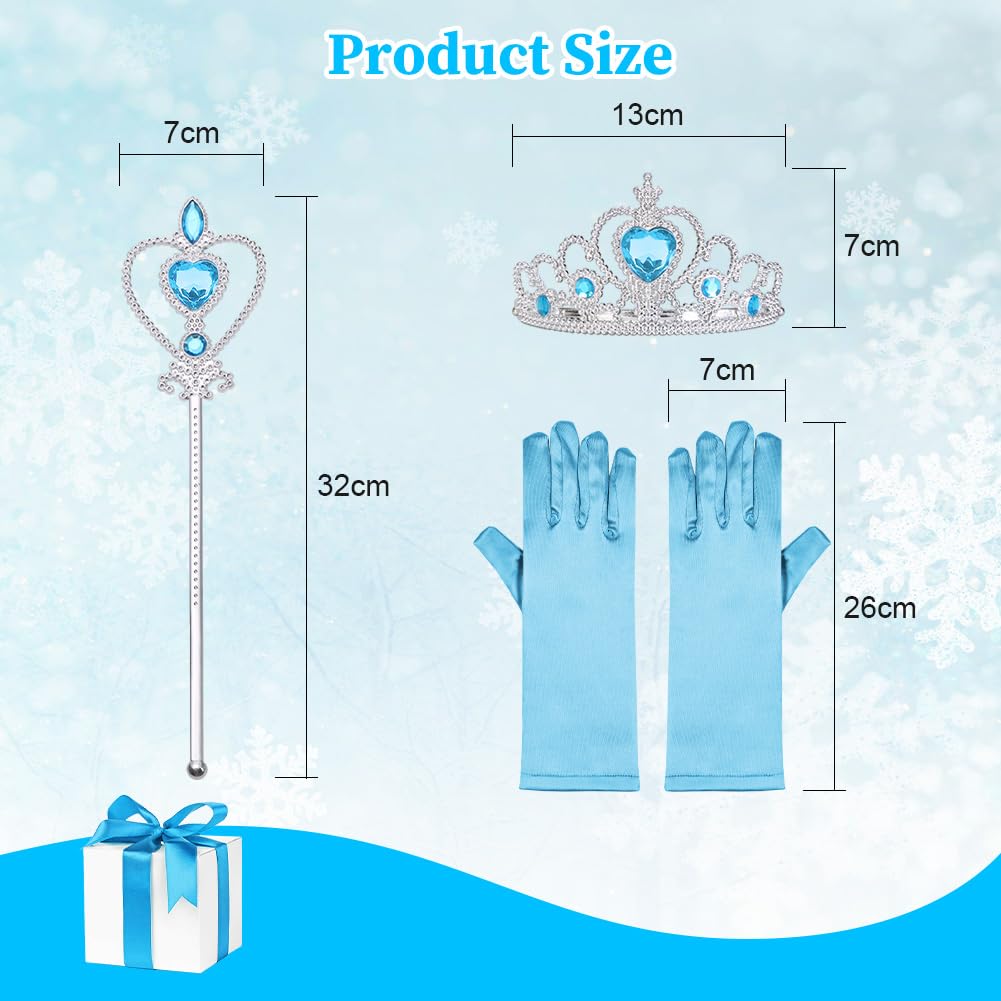 Vicloon Corona Principessa Bambina Bacchetta Magica, 9Pcs Set di Costumi per Ragazze Costume, Corona Diadema, Guanti, Bacchetta Magica, Parrucca, Squillare e Orecchinoper Bambina 2-9 Anni