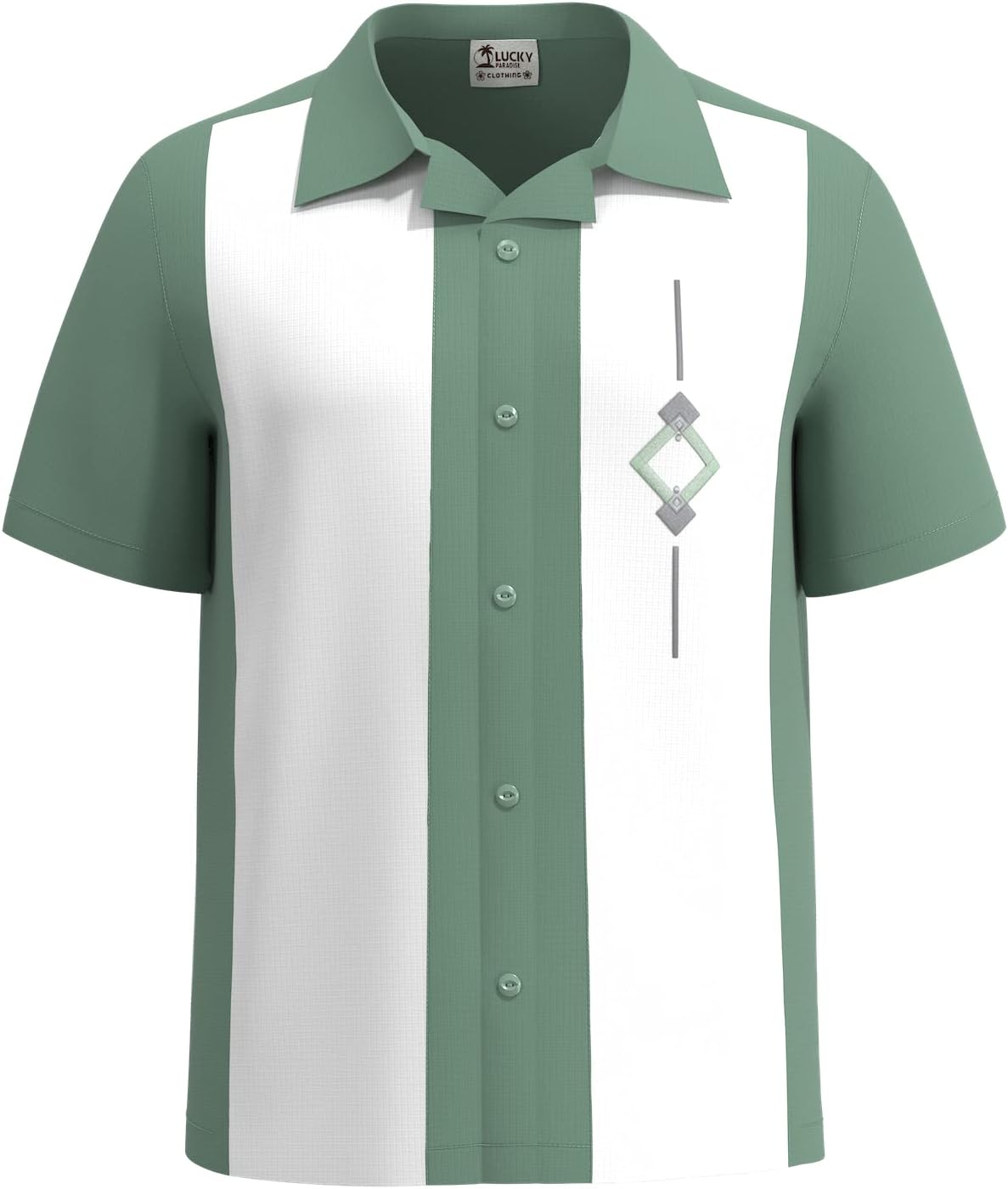 Mens Camp Shirt, Vintage Cuban Style Bowling Shirt Trovato