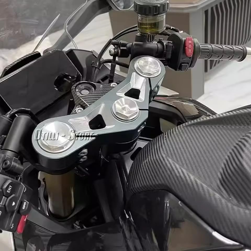 Motorcycle Accessories CNC Aluminum Upper Fork Cross Brace Triple Tree Clamp For CFMOTO 450SR 450sr 450 SR 2022 2023 2024 (Silver)