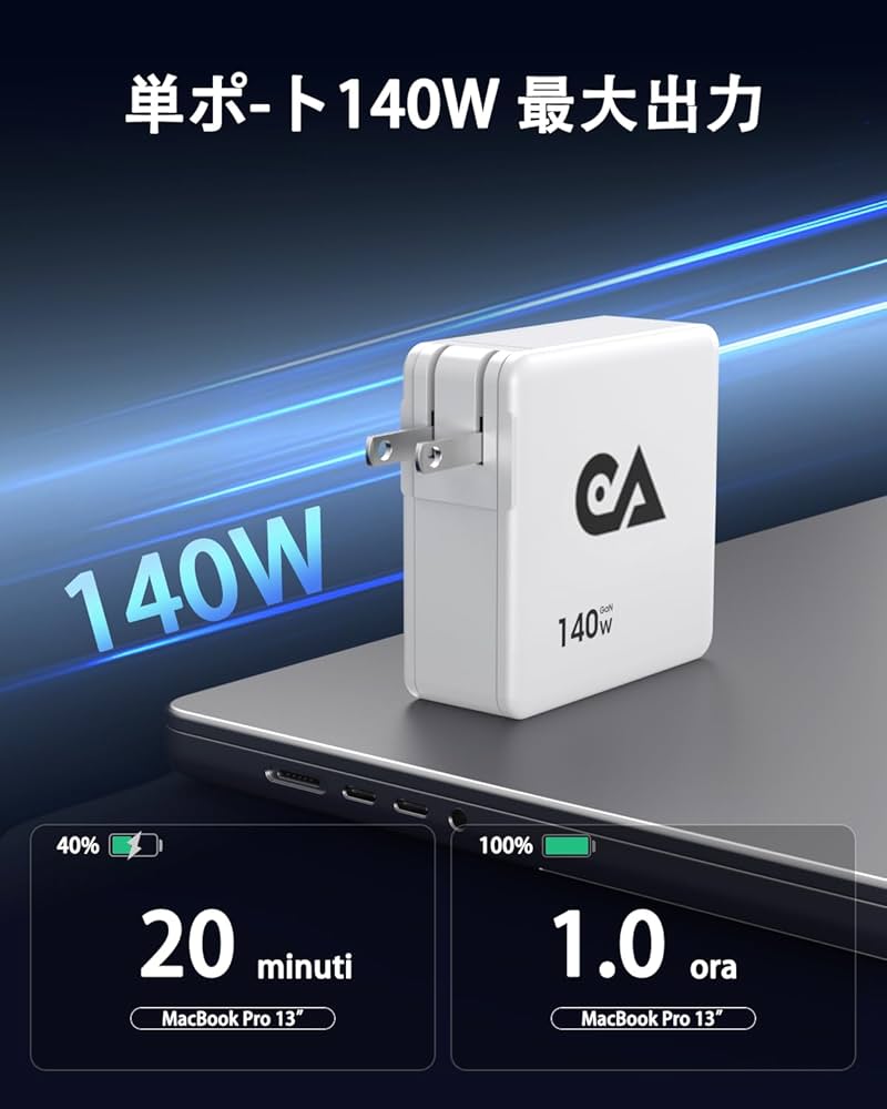 Amazon | PD140W 急速充電器 140W usb 充電器 Macbook 充電器 GaN 4