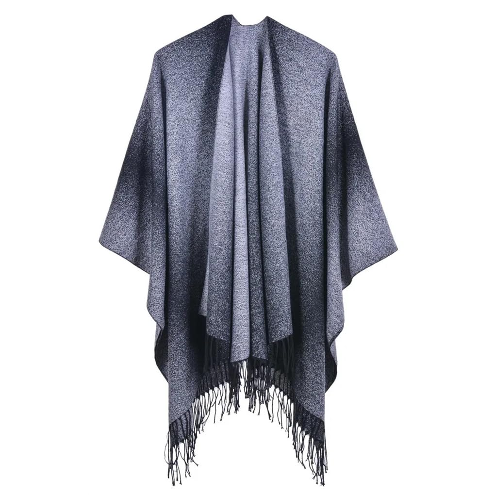 Dninmim Ponchos classiques en jacquard pour femme - Automne et hiver - Chaud - Ponchos capes cardigan
