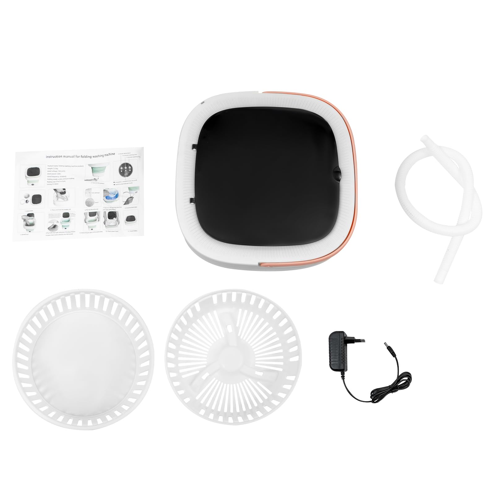 Mini machine à laver portable pliable 12 L avec tuyau de vidange et panier d'égouttement électrique pour sous-vêtements chaussettes Rose