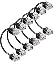 RIIEYOCA Cable de Ethernet Patch Cat6A Delgado 25CM, Cable de Red Internet de Alta Velocidad Ultra Corto 28AWG con Conectores RJ45 1000Mbps para Enrutadores, Paneles de Parcheo, (Negro Paquete de 6)