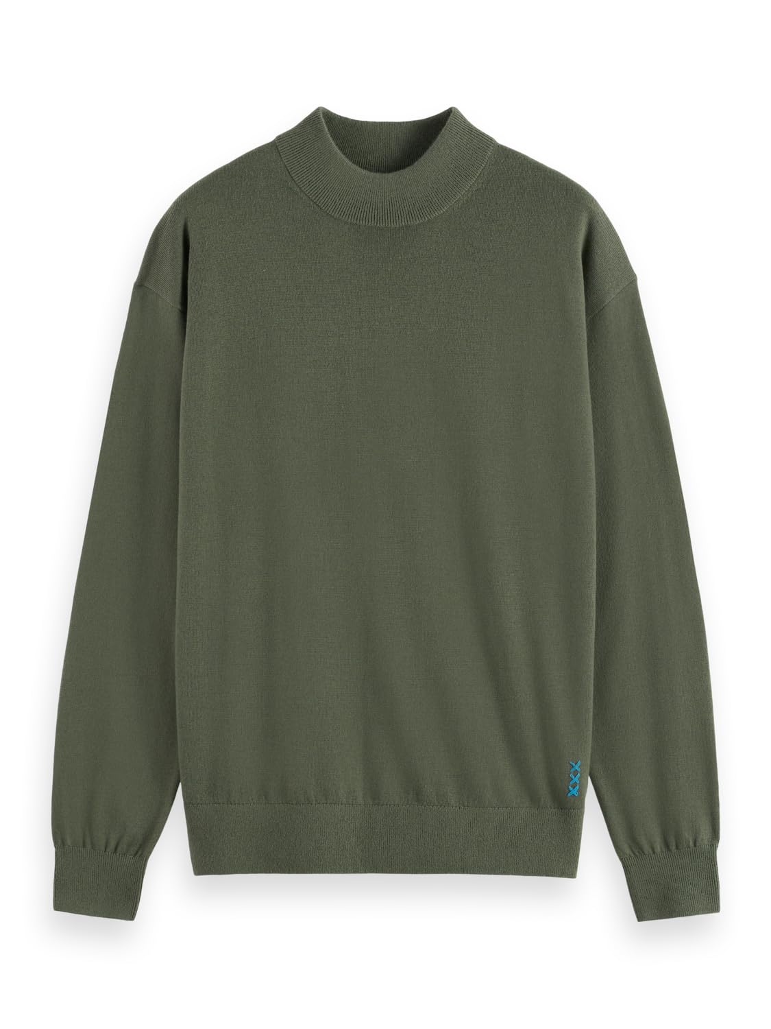 Pull Scotch & Soda Seasonal Core Homme taille M vert Thym col mock neck - 4
