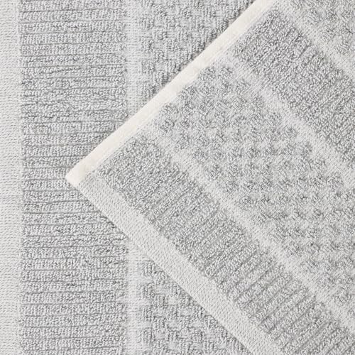 Superior Naples Viscose Cotton Blend Medium Weight Towels, for Bathroom, Shower, Spa, Plush, Quick Dry, Ultra-Soft Towels, Bath Essentials, Ribbed Design, 6 Piece Assorted Towel Set, Platinum by SUPERIOR - Used condition - Image 4
