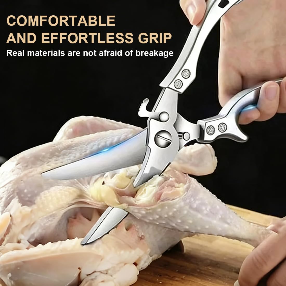 Forbici da Cucina Acciaio Inox Professionali Multifunzione per Carne Pesce Ossa Verdure