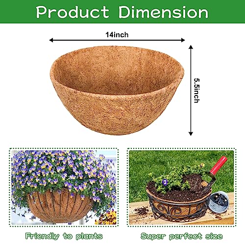 image for Riare 4 Pack 14 Inch Round Coco Liners Replacement, 100% Natural Cocon