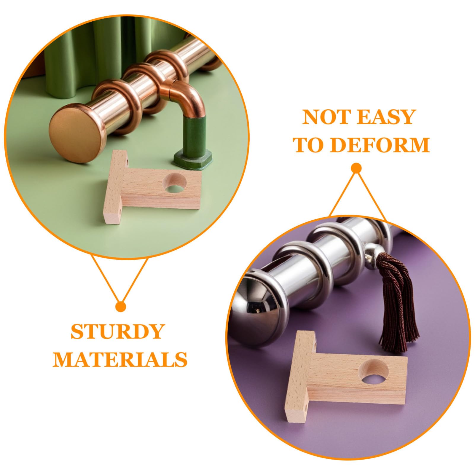 Supporto Resistente per Materiale Bastone 4 Pezzi e in Tende Moderno Sintetico Beige, Design Semplice, Antiscivolo, per Ufficio e Soggiorno