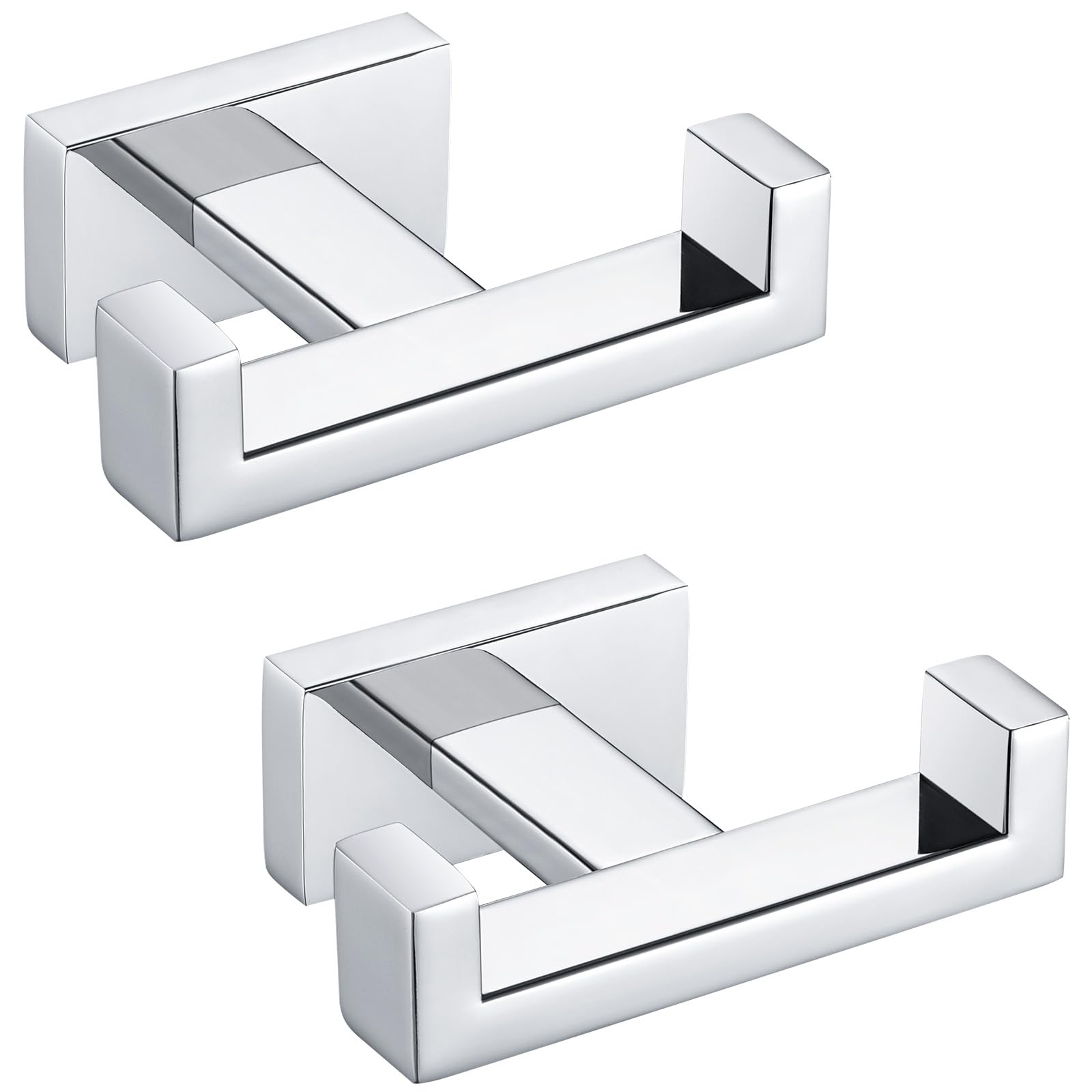 Angle Simple Double Towel Hook Polished Chrome 2 PCS, 304 Stainless Steel Bathroom Hook for Wall, Robe Coat Hook